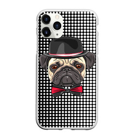 Чехол для iPhone 11 Pro матовый с принтом Mr Pug , Силикон |  | animal | dog | pet | pug | puppy | арт | горошек | джентльмен | животные | кружочки | мопс | мопсик | пес | собаки | текстура | французский бульдог
