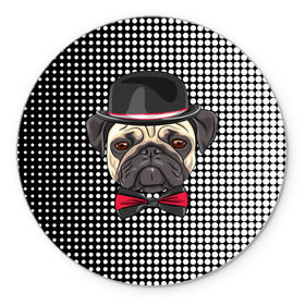 Коврик круглый с принтом Mr. Pug , резина и полиэстер | круглая форма, изображение наносится на всю лицевую часть | animal | dog | pet | pug | puppy | арт | горошек | джентльмен | животные | кружочки | мопс | мопсик | пес | собаки | текстура | французский бульдог
