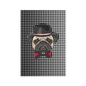 Обложка для паспорта матовая кожа с принтом Mr. Pug , натуральная матовая кожа | размер 19,3 х 13,7 см; прозрачные пластиковые крепления | animal | dog | pet | pug | puppy | арт | горошек | джентльмен | животные | кружочки | мопс | мопсик | пес | собаки | текстура | французский бульдог