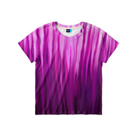 Детская футболка 3D с принтом фиолетово-черные краски , 100% гипоаллергенный полиэфир | прямой крой, круглый вырез горловины, длина до линии бедер, чуть спущенное плечо, ткань немного тянется | Тематика изображения на принте: color | violet | акварель | краски | полосы | фиолетовый | цвет | черный | ярко