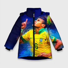 Зимняя куртка для девочек 3D с принтом Neymar , ткань верха — 100% полиэстер; подклад — 100% полиэстер, утеплитель — 100% полиэстер. | длина ниже бедра, удлиненная спинка, воротник стойка и отстегивающийся капюшон. Есть боковые карманы с листочкой на кнопках, утяжки по низу изделия и внутренний карман на молнии. 

Предусмотрены светоотражающий принт на спинке, радужный светоотражающий элемент на пуллере молнии и на резинке для утяжки. | neymar | неймар | сборная бразилии