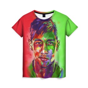 Женская футболка 3D с принтом Neymar , 100% полиэфир ( синтетическое хлопкоподобное полотно) | прямой крой, круглый вырез горловины, длина до линии бедер | neymar | неймар | сборная бразилии