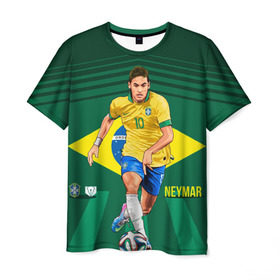 Мужская футболка 3D с принтом Neymar , 100% полиэфир | прямой крой, круглый вырез горловины, длина до линии бедер | Тематика изображения на принте: neymar | неймар | сборная бразилии