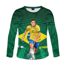 Женский лонгслив 3D с принтом Neymar , 100% полиэстер | длинные рукава, круглый вырез горловины, полуприлегающий силуэт | neymar | неймар | сборная бразилии