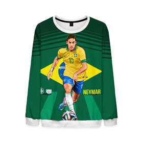 Мужской свитшот 3D с принтом Neymar , 100% полиэстер с мягким внутренним слоем | круглый вырез горловины, мягкая резинка на манжетах и поясе, свободная посадка по фигуре | Тематика изображения на принте: neymar | неймар | сборная бразилии