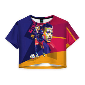 Женская футболка 3D укороченная с принтом Neymar , 100% полиэстер | круглая горловина, длина футболки до линии талии, рукава с отворотами | neymar | неймар | сборная бразилии