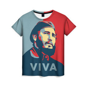 Женская футболка 3D с принтом Фидель Кастро , 100% полиэфир ( синтетическое хлопкоподобное полотно) | прямой крой, круглый вырез горловины, длина до линии бедер | cuba | fidel | диктатор | коммунизм | куба | президент | фидель