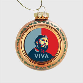 Стеклянный ёлочный шар с принтом Фидель Кастро , Стекло | Диаметр: 80 мм | cuba | fidel | диктатор | коммунизм | куба | президент | фидель