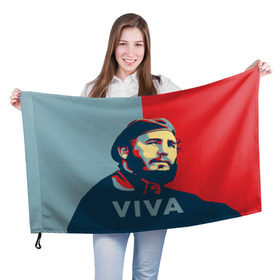 Флаг 3D с принтом Фидель Кастро , 100% полиэстер | плотность ткани — 95 г/м2, размер — 67 х 109 см. Принт наносится с одной стороны | cuba | fidel | диктатор | коммунизм | куба | президент | фидель