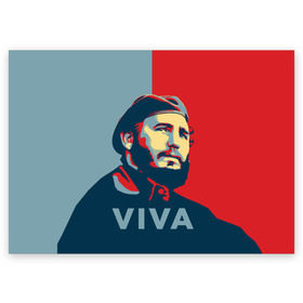 Поздравительная открытка с принтом Фидель Кастро , 100% бумага | плотность бумаги 280 г/м2, матовая, на обратной стороне линовка и место для марки
 | Тематика изображения на принте: cuba | fidel | диктатор | коммунизм | куба | президент | фидель