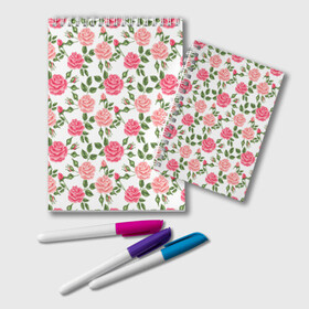 Блокнот с принтом РОЗЫ ПАТТЕРН ROSES PATTERN , 100% бумага | 48 листов, плотность листов — 60 г/м2, плотность картонной обложки — 250 г/м2. Листы скреплены удобной пружинной спиралью. Цвет линий — светло-серый
 | абстракция | коллаж | паттерн | растения | розы | цветы