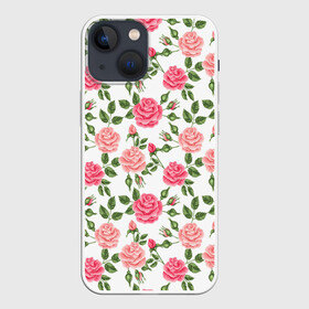 Чехол для iPhone 13 mini с принтом РОЗЫ ПАТТЕРН | ROSES PATTERN ,  |  | Тематика изображения на принте: абстракция | коллаж | паттерн | растения | розы | цветы