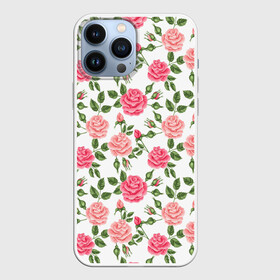 Чехол для iPhone 13 Pro Max с принтом РОЗЫ ПАТТЕРН | ROSES PATTERN ,  |  | Тематика изображения на принте: абстракция | коллаж | паттерн | растения | розы | цветы