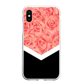 Чехол для iPhone XS Max матовый с принтом Розы (в цвете) , Силикон | Область печати: задняя сторона чехла, без боковых панелей | flowers | абстракция | растения | розовы | розы | треугольник | цветы | черно белый
