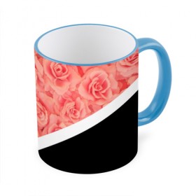 Кружка 3D с принтом Розы (в цвете) , керамика | ёмкость 330 мл | flowers | абстракция | растения | розовы | розы | треугольник | цветы | черно белый
