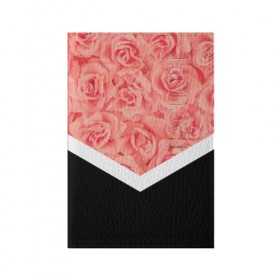 Обложка для паспорта матовая кожа с принтом Розы (в цвете) , натуральная матовая кожа | размер 19,3 х 13,7 см; прозрачные пластиковые крепления | flowers | абстракция | растения | розовы | розы | треугольник | цветы | черно белый