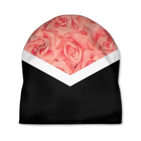 Шапка 3D с принтом Розы (в цвете) , 100% полиэстер | универсальный размер, печать по всей поверхности изделия | flowers | абстракция | растения | розовы | розы | треугольник | цветы | черно белый
