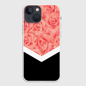 Чехол для iPhone 13 mini с принтом Розы (в цвете) ,  |  | flowers | абстракция | растения | розовы | розы | треугольник | цветы | черно белый