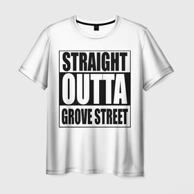 Мужская футболка 3D с принтом Straight Outta Grove Street , 100% полиэфир | прямой крой, круглый вырез горловины, длина до линии бедер | grand the auto | grove street | gta | san andreas | straight outta grove street