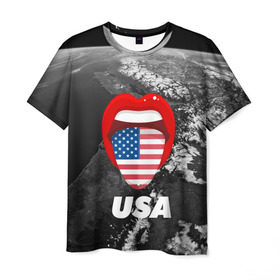 Мужская футболка 3D с принтом USA , 100% полиэфир | прямой крой, круглый вырез горловины, длина до линии бедер | united states | united states of america | yankeeland | америка | планета | сша | язык