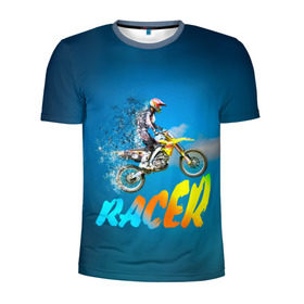 Мужская футболка 3D спортивная с принтом Racer (гонщик) , 100% полиэстер с улучшенными характеристиками | приталенный силуэт, круглая горловина, широкие плечи, сужается к линии бедра | Тематика изображения на принте: 