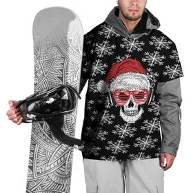 Накидка на куртку 3D с принтом Santa Skull хипстер , 100% полиэстер |  | Тематика изображения на принте: дед мороз | новогодний | паттерн | санта | снег | снежинки