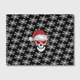 Альбом для рисования с принтом Santa Skull хипстер , 100% бумага
 | матовая бумага, плотность 200 мг. | Тематика изображения на принте: дед мороз | новогодний | паттерн | санта | снег | снежинки