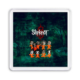 Магнит 55*55 с принтом Группа Slipknot , Пластик | Размер: 65*65 мм; Размер печати: 55*55 мм | slipknot | альтернативный метал | грув метал | комбинезон | маска | метал | мрачный | ню метал | рок