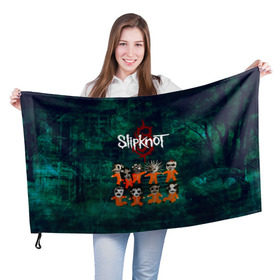 Флаг 3D с принтом Группа Slipknot , 100% полиэстер | плотность ткани — 95 г/м2, размер — 67 х 109 см. Принт наносится с одной стороны | slipknot | альтернативный метал | грув метал | комбинезон | маска | метал | мрачный | ню метал | рок
