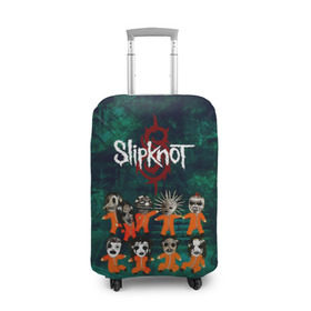 Чехол для чемодана 3D с принтом Группа Slipknot , 86% полиэфир, 14% спандекс | двустороннее нанесение принта, прорези для ручек и колес | slipknot | альтернативный метал | грув метал | комбинезон | маска | метал | мрачный | ню метал | рок
