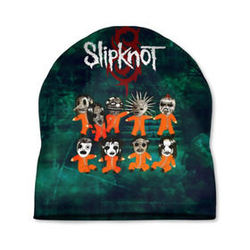 Шапка 3D с принтом Группа Slipknot , 100% полиэстер | универсальный размер, печать по всей поверхности изделия | slipknot | альтернативный метал | грув метал | комбинезон | маска | метал | мрачный | ню метал | рок