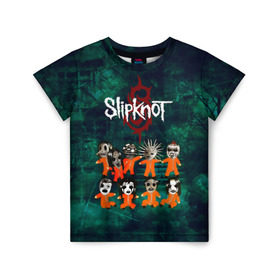 Детская футболка 3D с принтом Группа Slipknot , 100% гипоаллергенный полиэфир | прямой крой, круглый вырез горловины, длина до линии бедер, чуть спущенное плечо, ткань немного тянется | slipknot | альтернативный метал | грув метал | комбинезон | маска | метал | мрачный | ню метал | рок