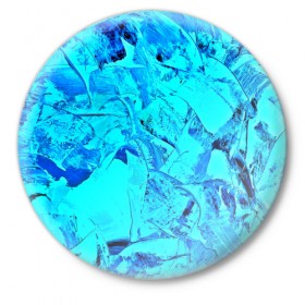 Значок с принтом Голубые краски ,  металл | круглая форма, металлическая застежка в виде булавки | watercolor | абстракция красок | акварель | брызги красок | краска | потертость красок