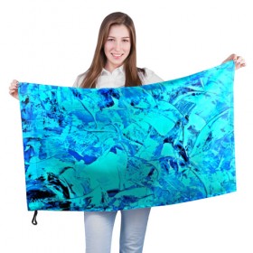 Флаг 3D с принтом Голубые краски , 100% полиэстер | плотность ткани — 95 г/м2, размер — 67 х 109 см. Принт наносится с одной стороны | watercolor | абстракция красок | акварель | брызги красок | краска | потертость красок