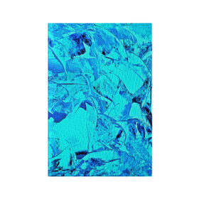 Обложка для паспорта матовая кожа с принтом Голубые краски , натуральная матовая кожа | размер 19,3 х 13,7 см; прозрачные пластиковые крепления | Тематика изображения на принте: watercolor | абстракция красок | акварель | брызги красок | краска | потертость красок