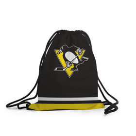 Рюкзак-мешок 3D с принтом Pittsburgh Penguins 2017 , 100% полиэстер | плотность ткани — 200 г/м2, размер — 35 х 45 см; лямки — толстые шнурки, застежка на шнуровке, без карманов и подкладки | Тематика изображения на принте: nhl | pittsburgh penguins | спорт | хоккей