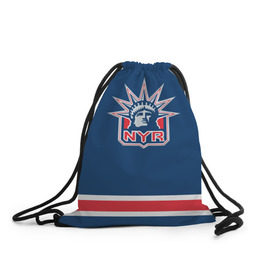 Рюкзак-мешок 3D с принтом New York Rangers 2017 , 100% полиэстер | плотность ткани — 200 г/м2, размер — 35 х 45 см; лямки — толстые шнурки, застежка на шнуровке, без карманов и подкладки | Тематика изображения на принте: new york rangers | nhl | спорт | хоккей