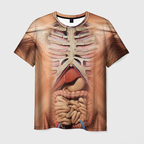 Мужская футболка 3D с принтом Грудная клетка , 100% полиэфир | прямой крой, круглый вырез горловины, длина до линии бедер | 