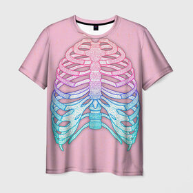 Мужская футболка 3D с принтом Грудная клетка , 100% полиэфир | прямой крой, круглый вырез горловины, длина до линии бедер | halloween | skeleton | грудная клетка | кости | ребра | скелет | хэллоуин
