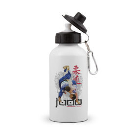 Бутылка спортивная с принтом Дзюдо , металл | емкость — 500 мл, в комплекте две пластиковые крышки и карабин для крепления | judo | борьба | единоборство