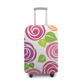 Чехол для чемодана 3D с принтом Розы Минимализм , 86% полиэфир, 14% спандекс | двустороннее нанесение принта, прорези для ручек и колес | flowers | розовый | розы | цветы
