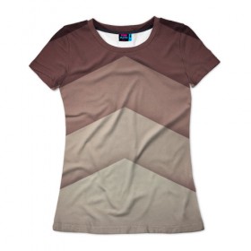 Женская футболка 3D с принтом Коричневые полосы , 100% полиэфир ( синтетическое хлопкоподобное полотно) | прямой крой, круглый вырез горловины, длина до линии бедер | абстракция | геометрия | линии | полосы | узоры