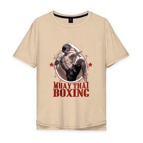 Мужская футболка хлопок Oversize с принтом Тайский бокс , 100% хлопок | свободный крой, круглый ворот, “спинка” длиннее передней части | Тематика изображения на принте: muay thai boxing