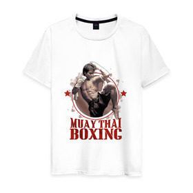 Мужская футболка хлопок с принтом Тайский бокс , 100% хлопок | прямой крой, круглый вырез горловины, длина до линии бедер, слегка спущенное плечо. | muay thai boxing
