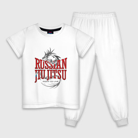Детская пижама хлопок с принтом jiu jitsu , 100% хлопок |  брюки и футболка прямого кроя, без карманов, на брюках мягкая резинка на поясе и по низу штанин
 | боевое искусство | джиу джитсу