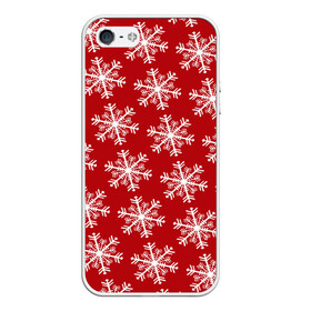 Чехол для iPhone 5/5S матовый с принтом Новогодние Снежинки , Силикон | Область печати: задняя сторона чехла, без боковых панелей | дед | дед морозо | клаус | новый год | подарки | санта | санта клаус | снег | снеговик | снежинки | холод