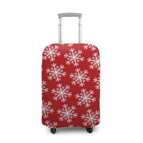 Чехол для чемодана 3D с принтом Новогодние Снежинки , 86% полиэфир, 14% спандекс | двустороннее нанесение принта, прорези для ручек и колес | дед | дед морозо | клаус | новый год | подарки | санта | санта клаус | снег | снеговик | снежинки | холод