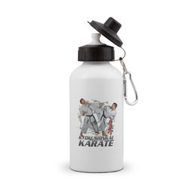 Бутылка спортивная с принтом карате , металл | емкость — 500 мл, в комплекте две пластиковые крышки и карабин для крепления | karate | борьба | каратэ