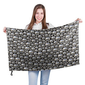 Флаг 3D с принтом Серебряные шары , 100% полиэстер | плотность ткани — 95 г/м2, размер — 67 х 109 см. Принт наносится с одной стороны | серебро | шар | шарики | шары