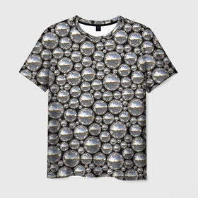 Мужская футболка 3D с принтом Серебряные шары , 100% полиэфир | прямой крой, круглый вырез горловины, длина до линии бедер | серебро | шар | шарики | шары